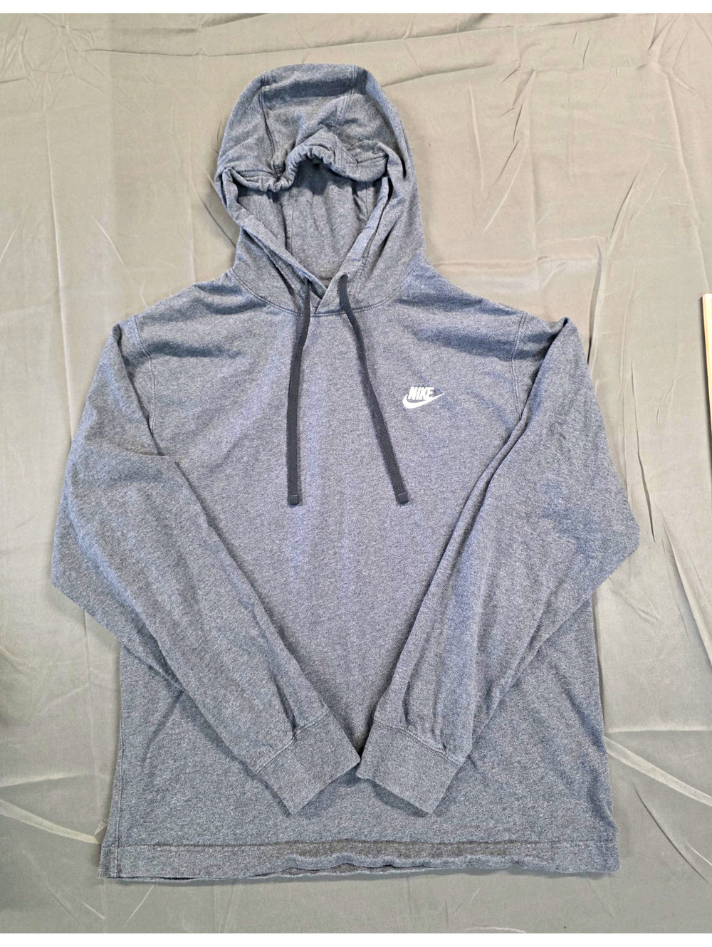 Nike Men’s Pullover Hoodie Solid Gray Logo Cotton Jersey Long Sleeve Size M